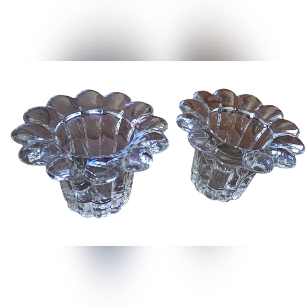 Borgonovo Queen - Flower Shaped Fluted Candle Holders Set of 2 - Made in Italy‍